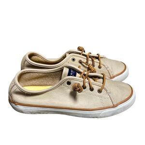Sperry Top Sider Beige Leather Sneaker Size 9